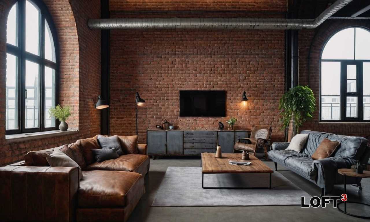 Использование деревянной мебели в интерьере с бетонными стенами