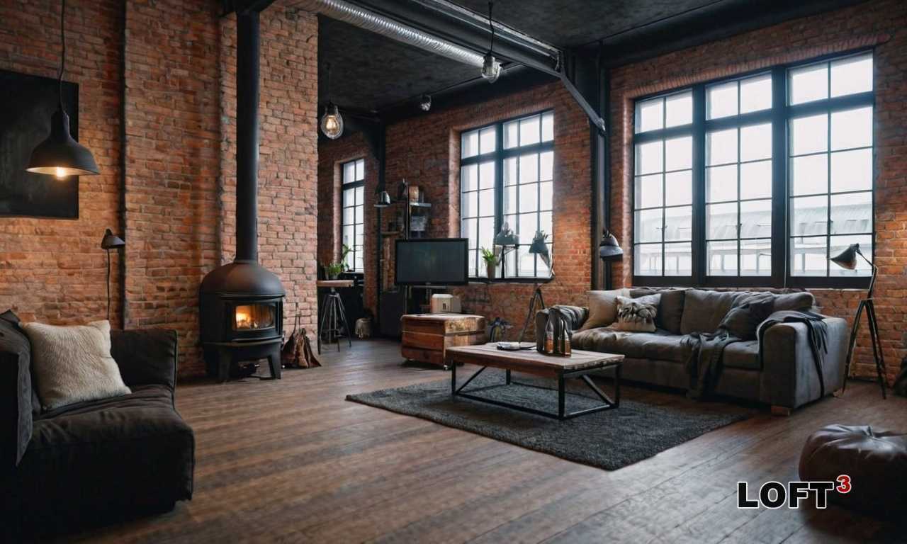 Как использовать кирпичные стены для выделения зоны отдыха в интерьере Лофт