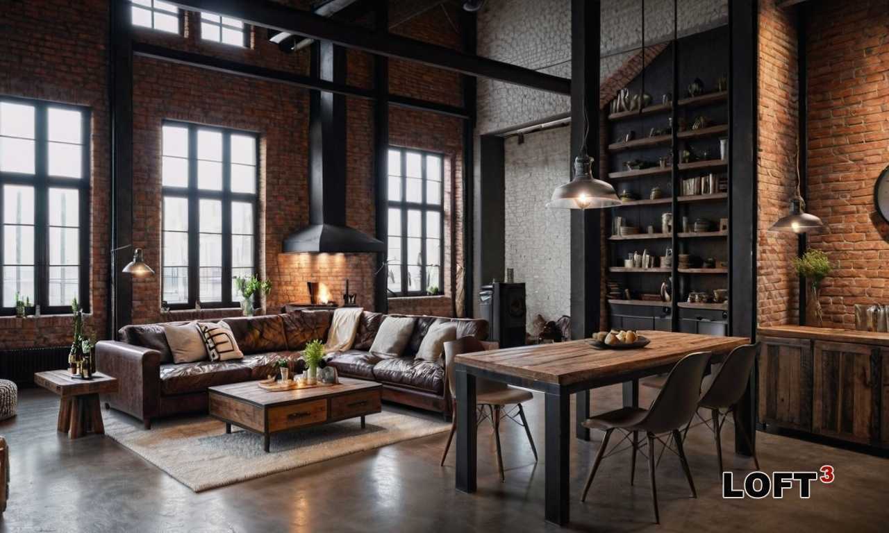 Как сочетать мебель Лофт с натуральными камнями?