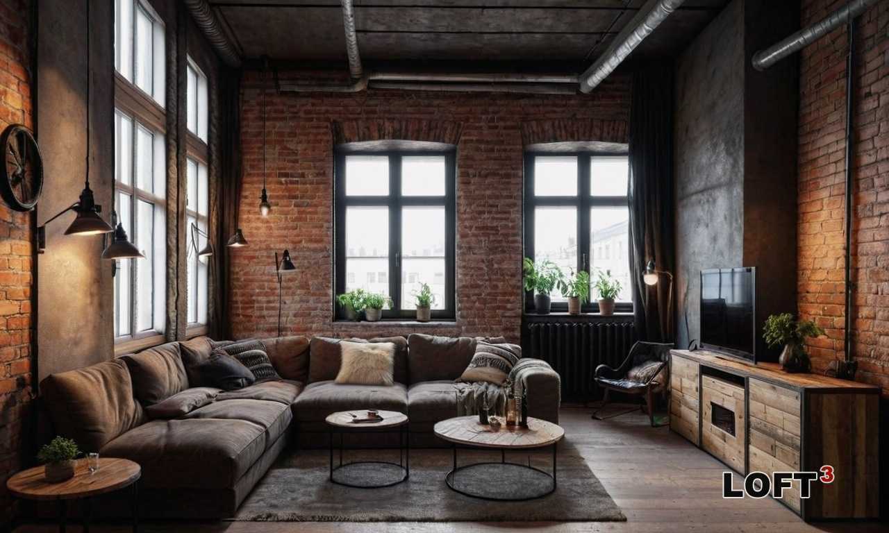 Кирпично-красный оттенок идеально подчеркивает характерные элементы кирпичной кладки, создавая тепло и уют. Черный и графитовый добавляют глубины и контраста, подчеркивая металлические детали и открытые конструкции. Темно-синий вносит нотку элегантности, а терракотовый и бежевый смягчают общую палитру, придавая пространству гармонию и баланс.