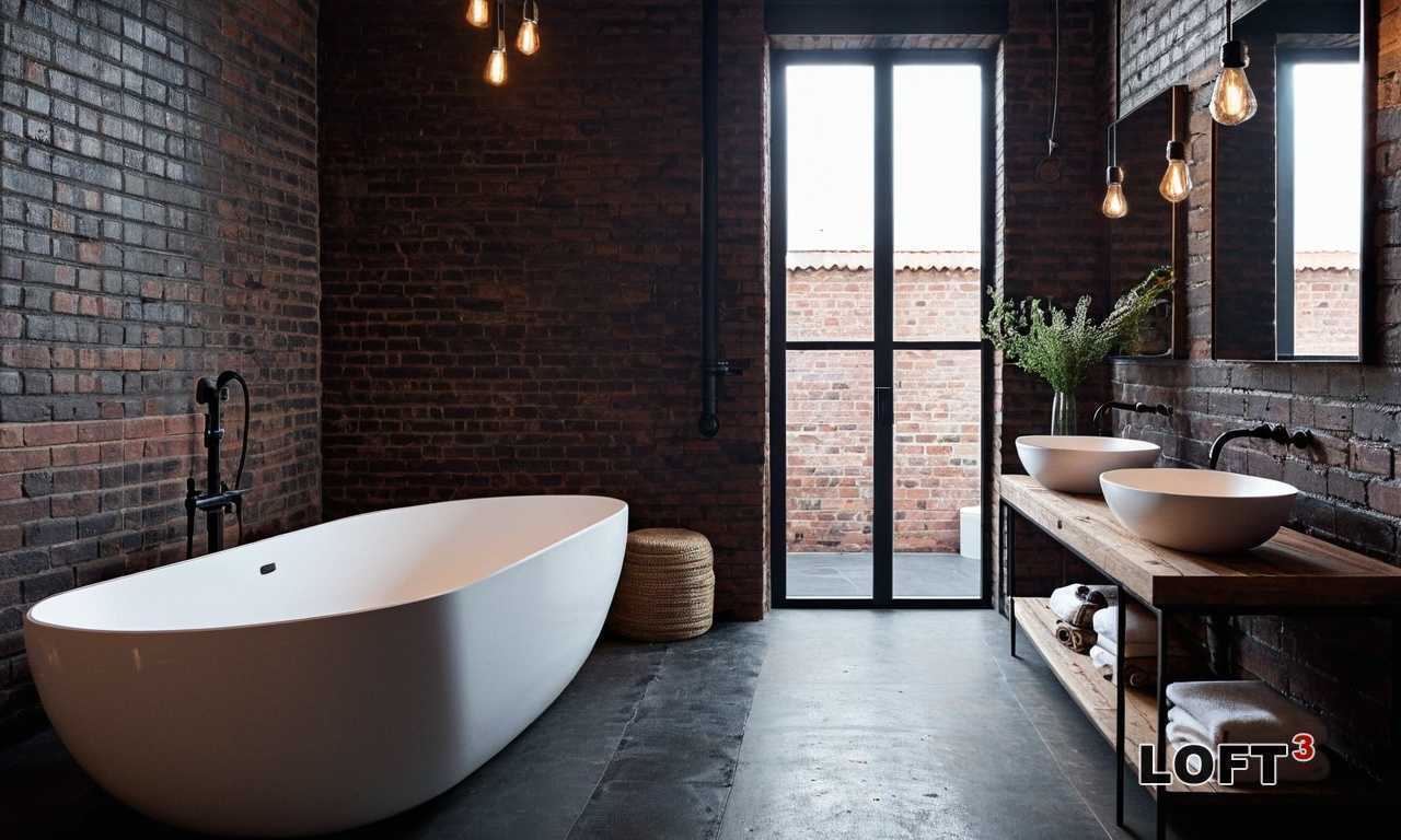 Как крашеный кирпич влияет на атмосферу ванной в стиле Лофт?