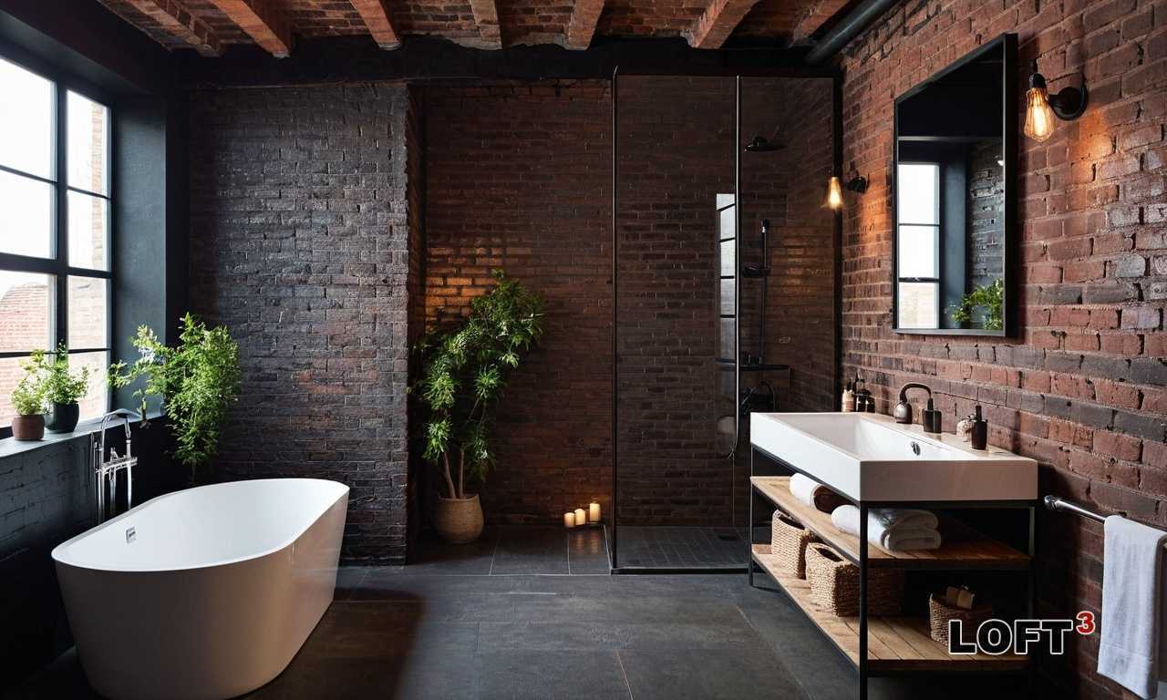 Как использовать состаренное дерево в интерьере ванной Лофт?