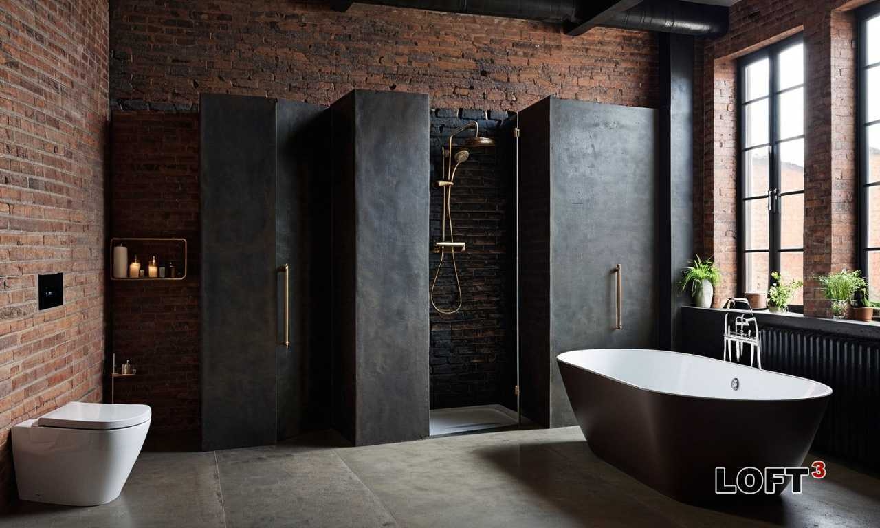 Как оформить стены в ванной в стиле Лофт