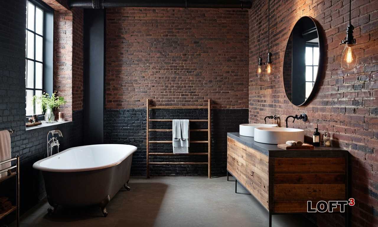 Как создать ванную Лофт с раковиной из натурального камня?