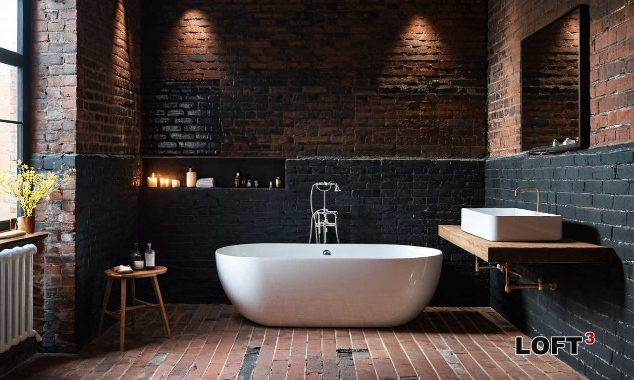 Как создать ванную Лофт с акцентами на контрастные цвета?