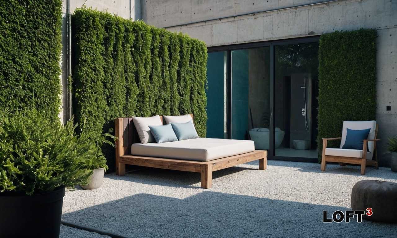 Не менее эффектным решением становится комбинация undefinedбетона и зелени</strong class=