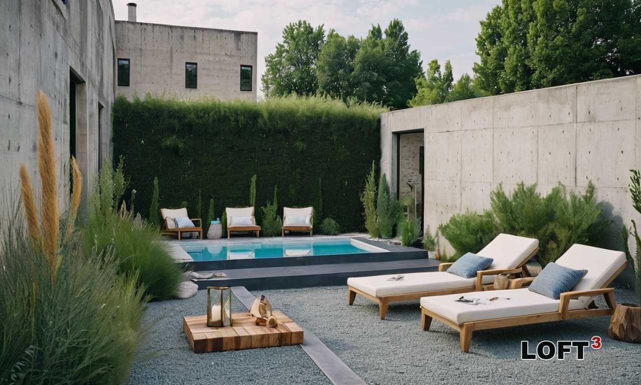 Как оформить сад с небольшими водоемами и каменными конструкциями Loft?