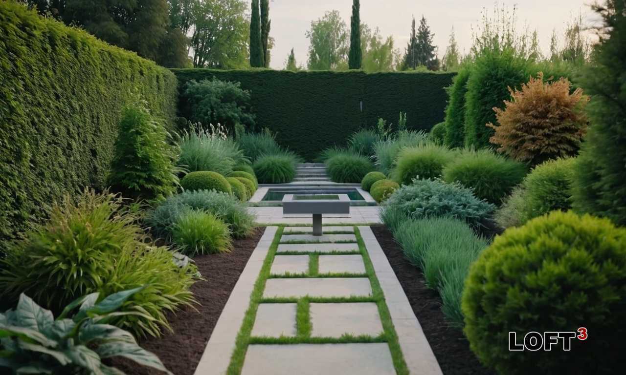 Гармоничное сочетание водной дорожки с растениями