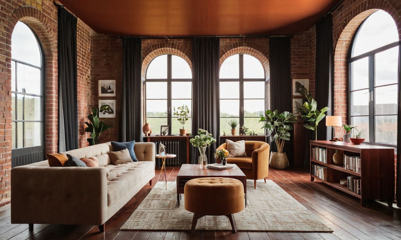 Акцентные элементы в цветовой гамме Лофт-интерьера