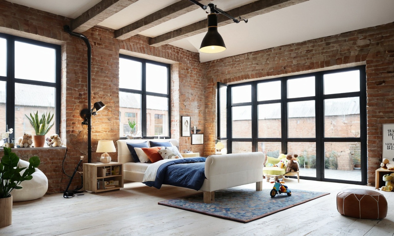 Правильное использование освещения в детской комнате в стиле Лофт