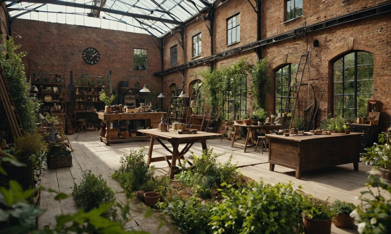 Лофт в саду: создание атмосферы старого склада или мастерской