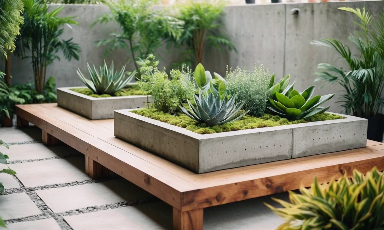 Сочетание разных видов контейнерных растений