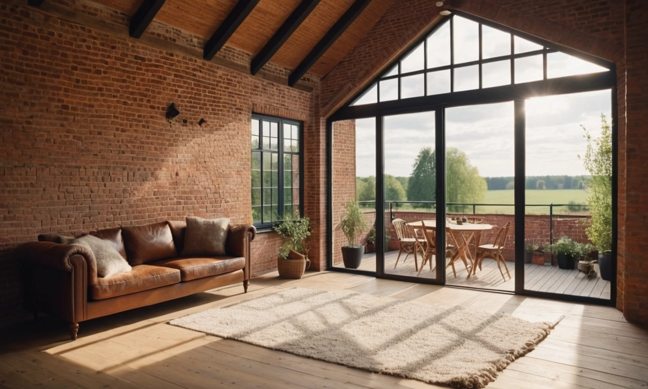 Растения и стеклянные стены на веранде