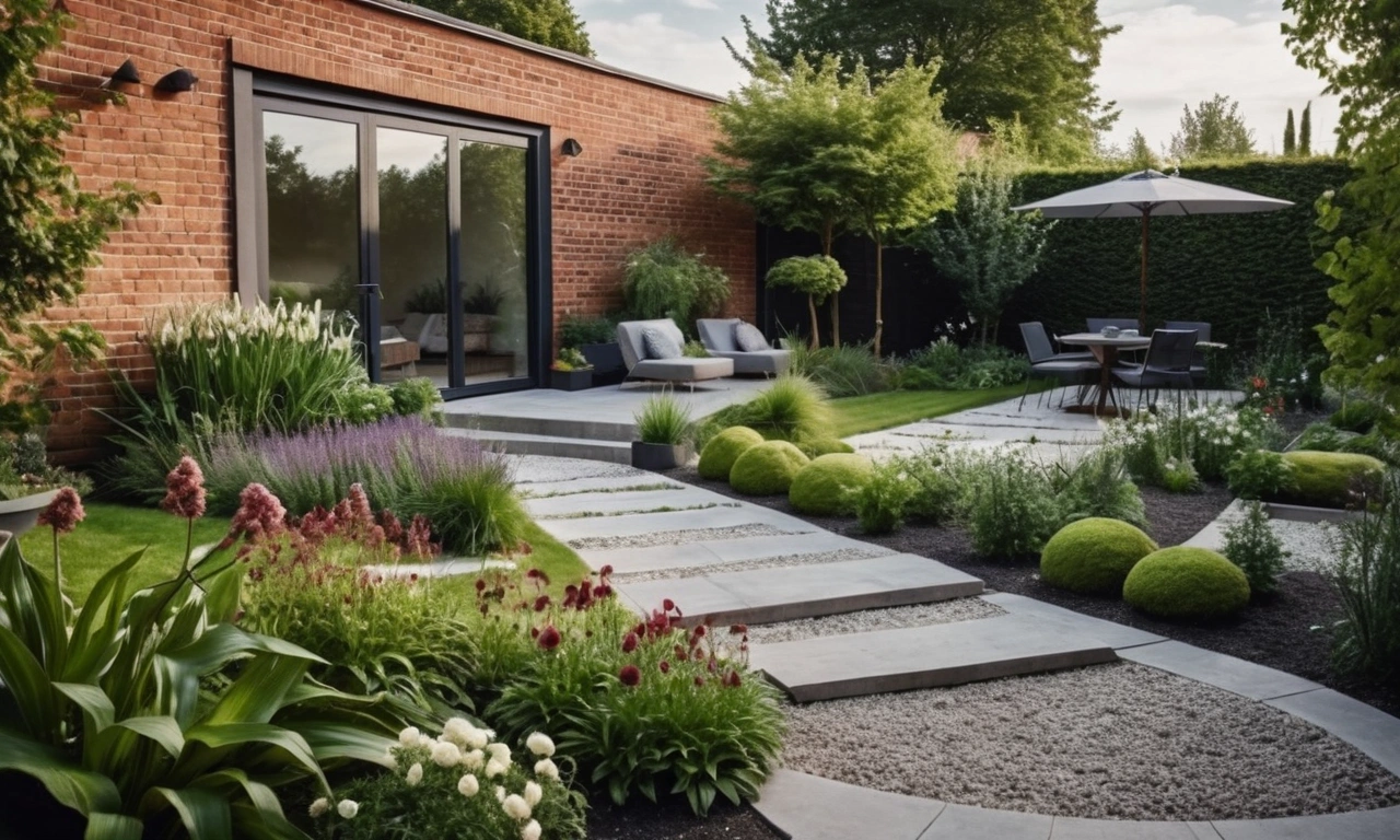 Лофт в саду: использование бетона и кирпича