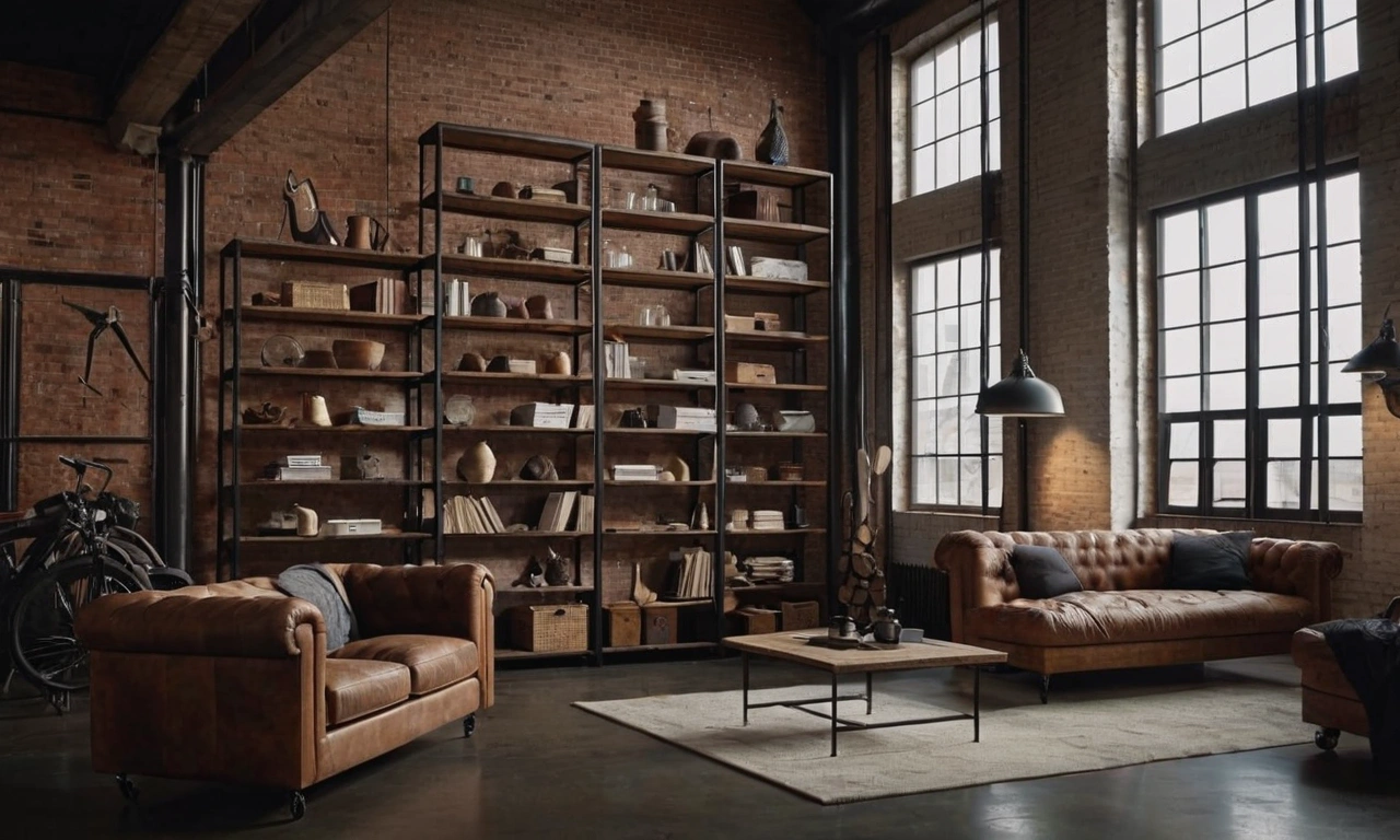 Интересные идеи использования открытых полок в лофт-стиле