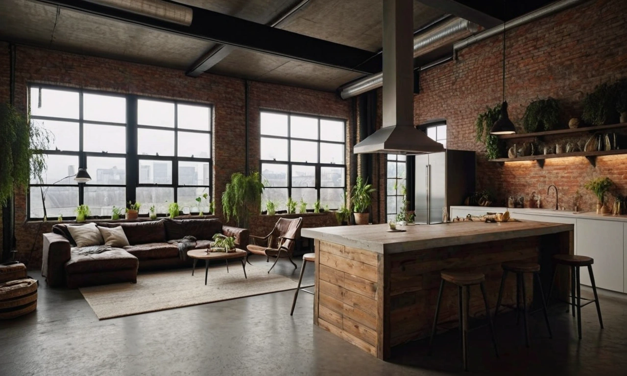 Пол с эффектом бетона или кирпича