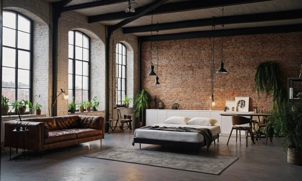 Пример отделки в лофт-стиле с использованием открытых коммуникаций