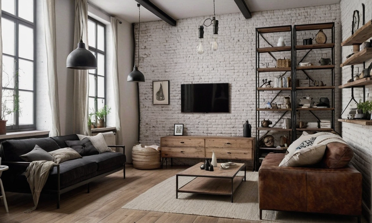 Декорирование пространства: старый кирпич и фабричные окна