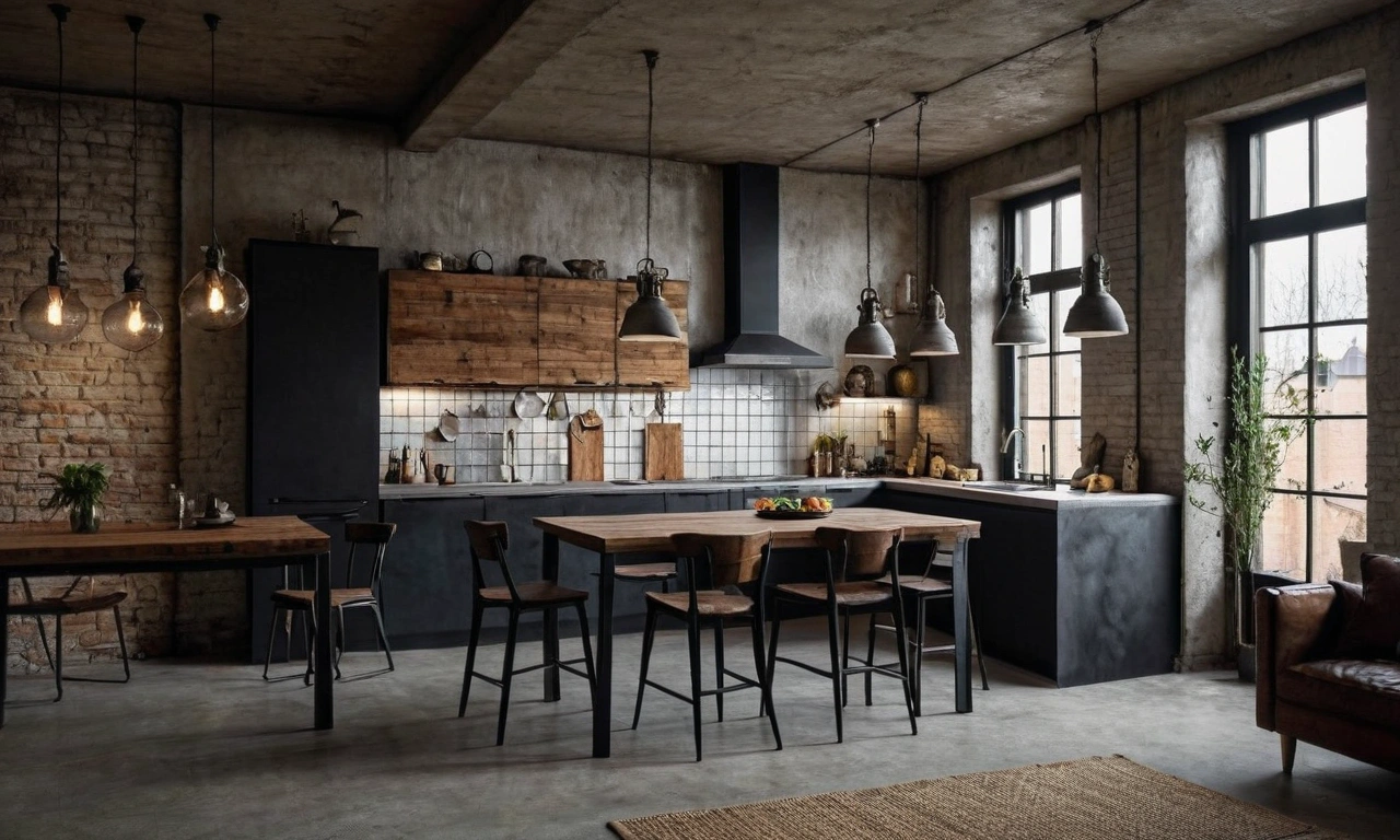 Сравнение дерева, камня и бетона в стиле Лофт