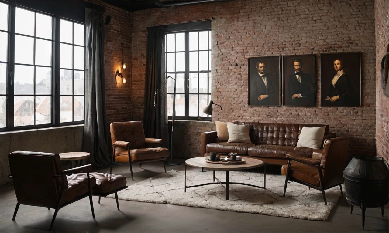 Оригинальное использование природных материалов в стиле Лофт