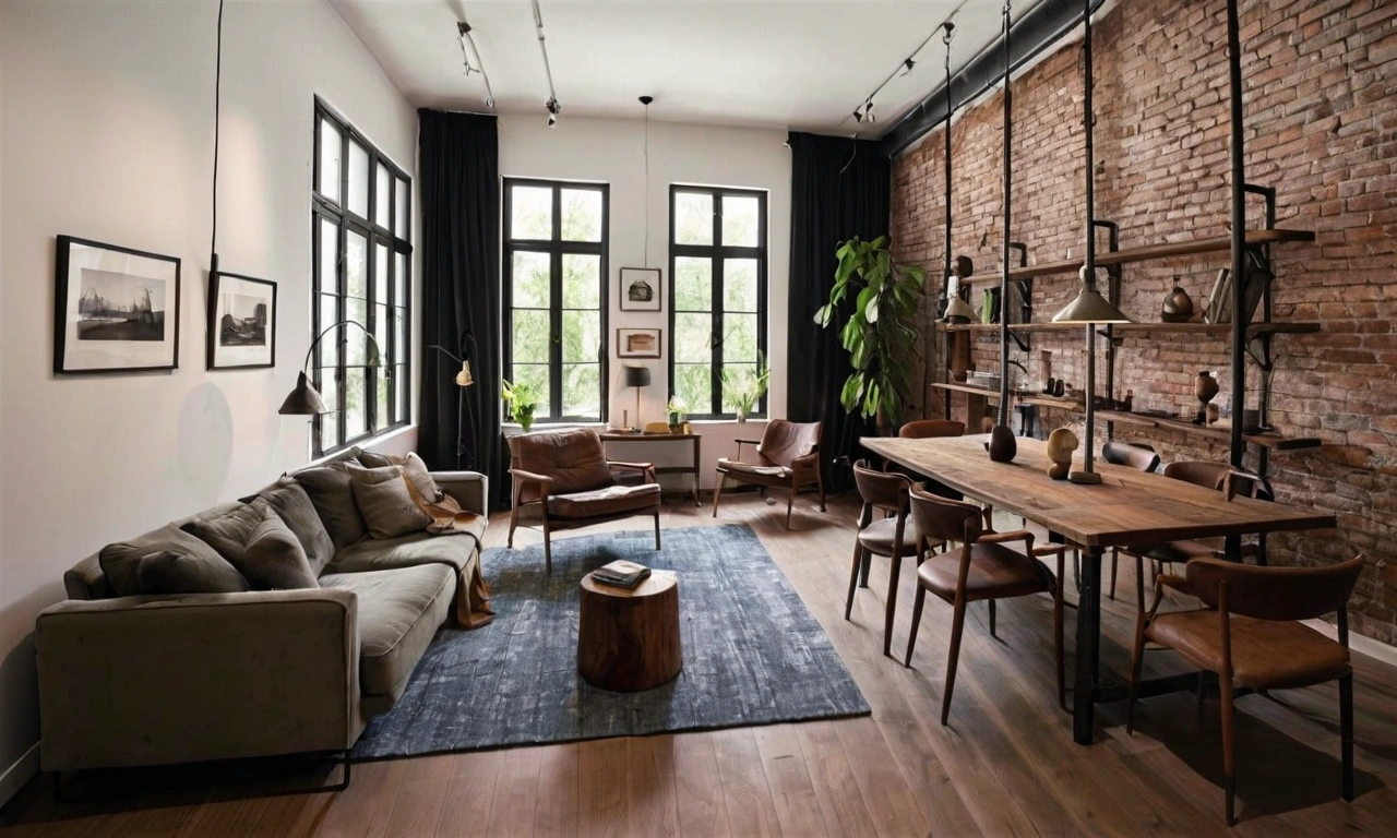 Необычные решения в оформлении окон в стиле Лофт с использованием стальных рам