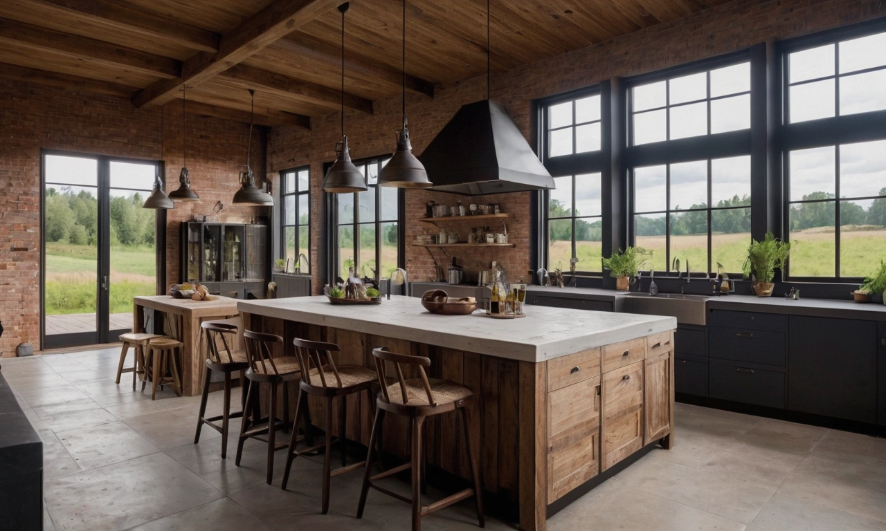 Деревянные элементы в лофт-интерьере