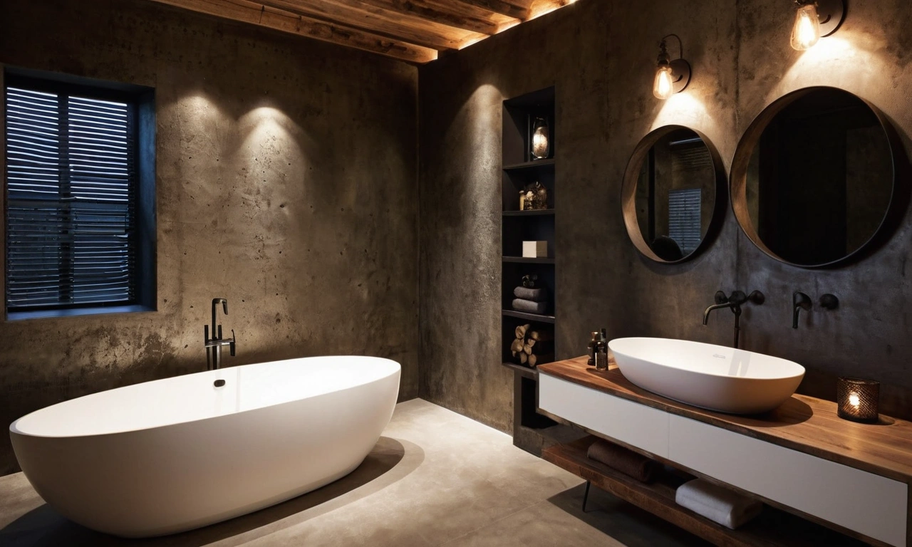 Потолок ванной комнаты в стиле лофт