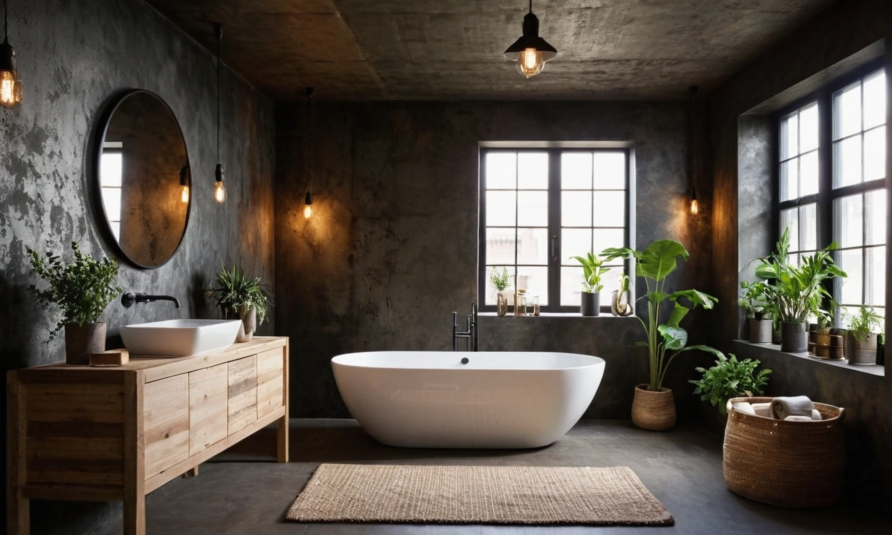 Пол для ванной комнаты в стиле лофт