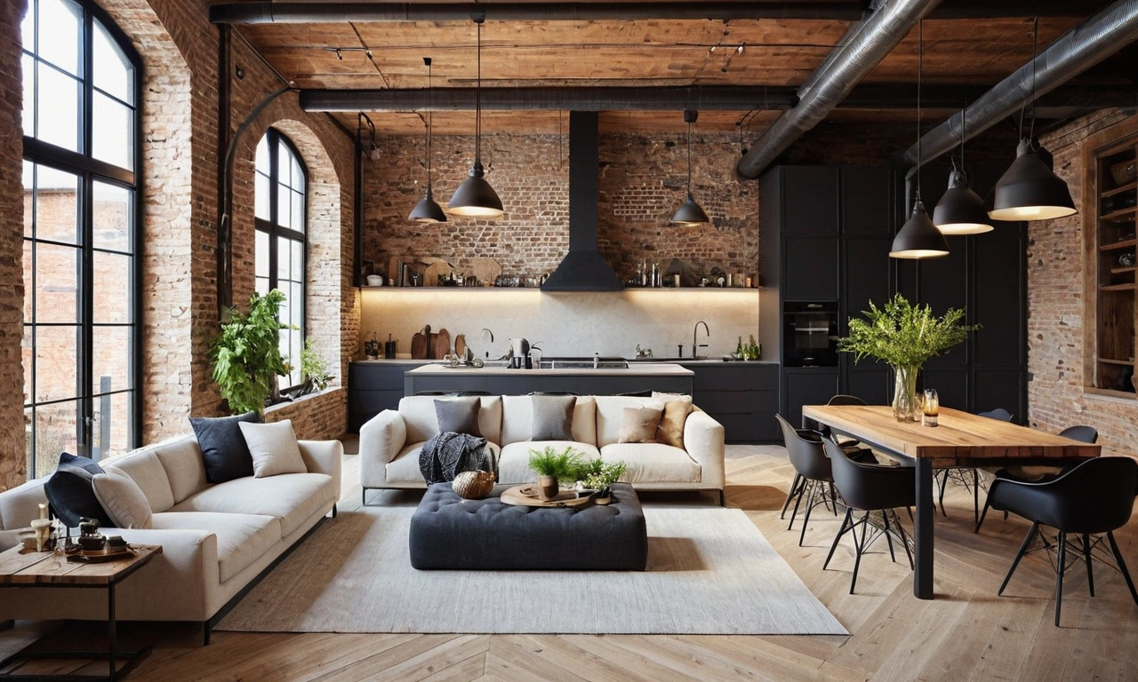 Лофт для кухни: материалы и отделка