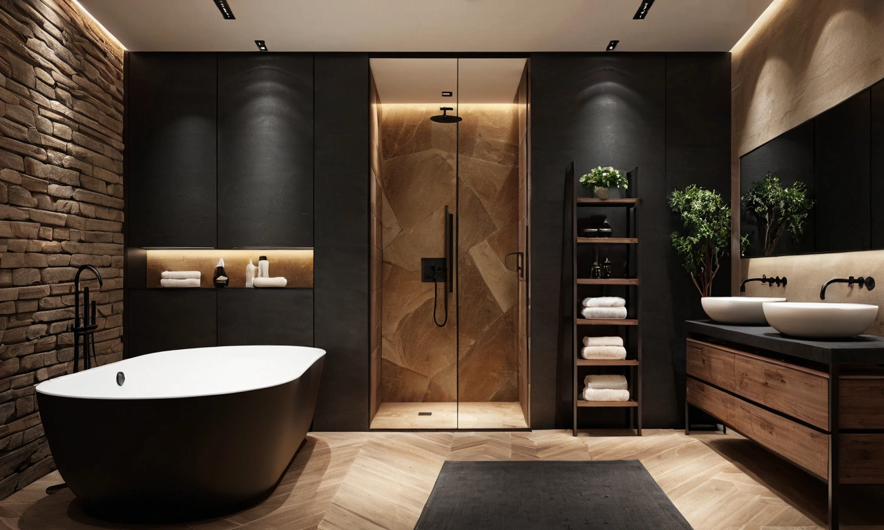 Сырой шарм Лофт в душевых кабинах