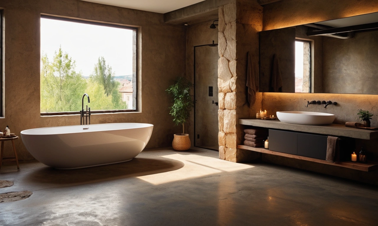 Окраска стен и потолка для создания эффекта Лофт в сантехническом пространстве