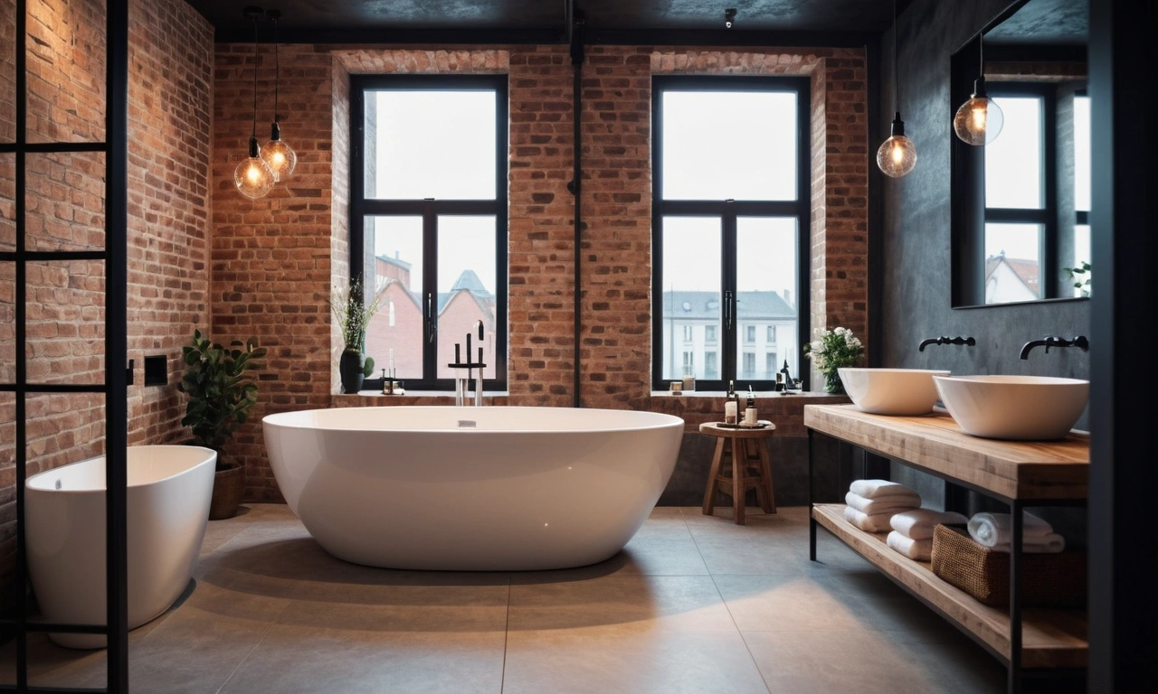 Цветовая палитра и отделка ванной комнаты в стиле Лофт