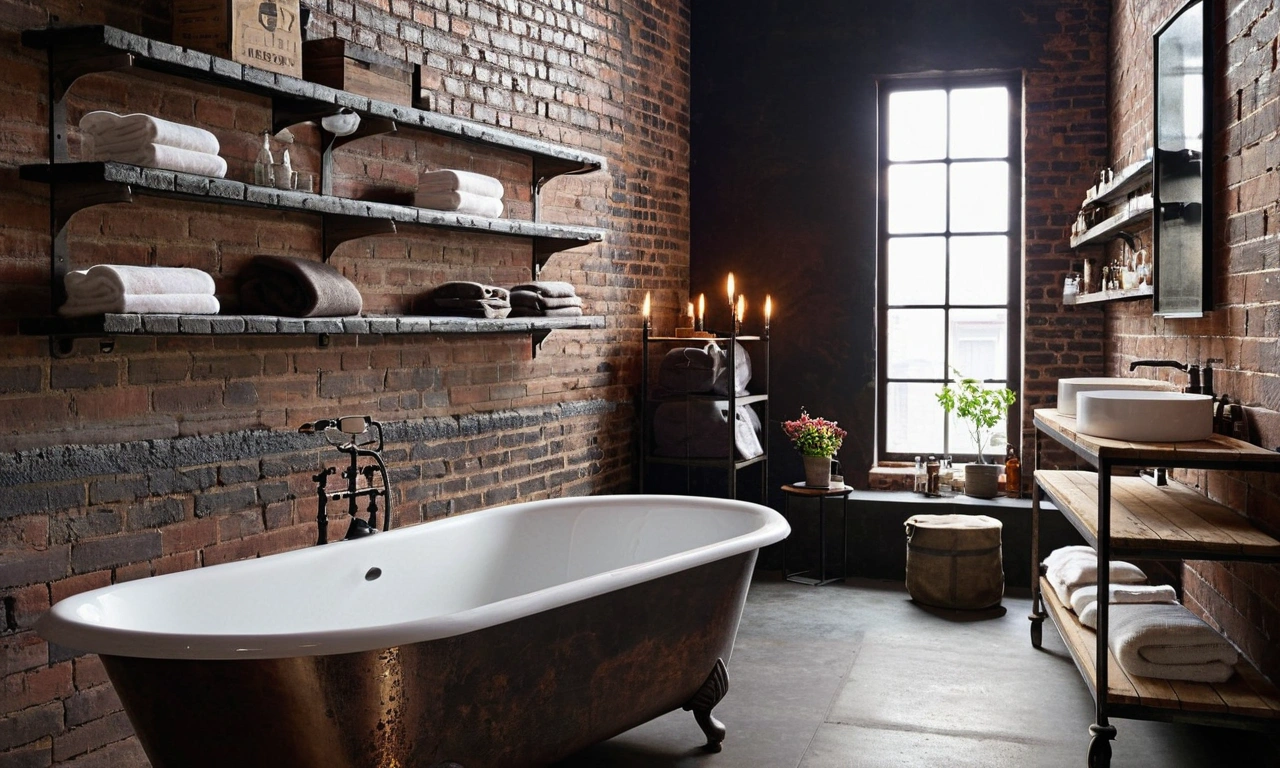 Детали и аксессуары в лофт-стиле для ванной комнаты