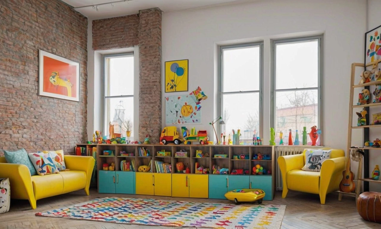 Зонирование пространства в детской комнате в стиле лофт