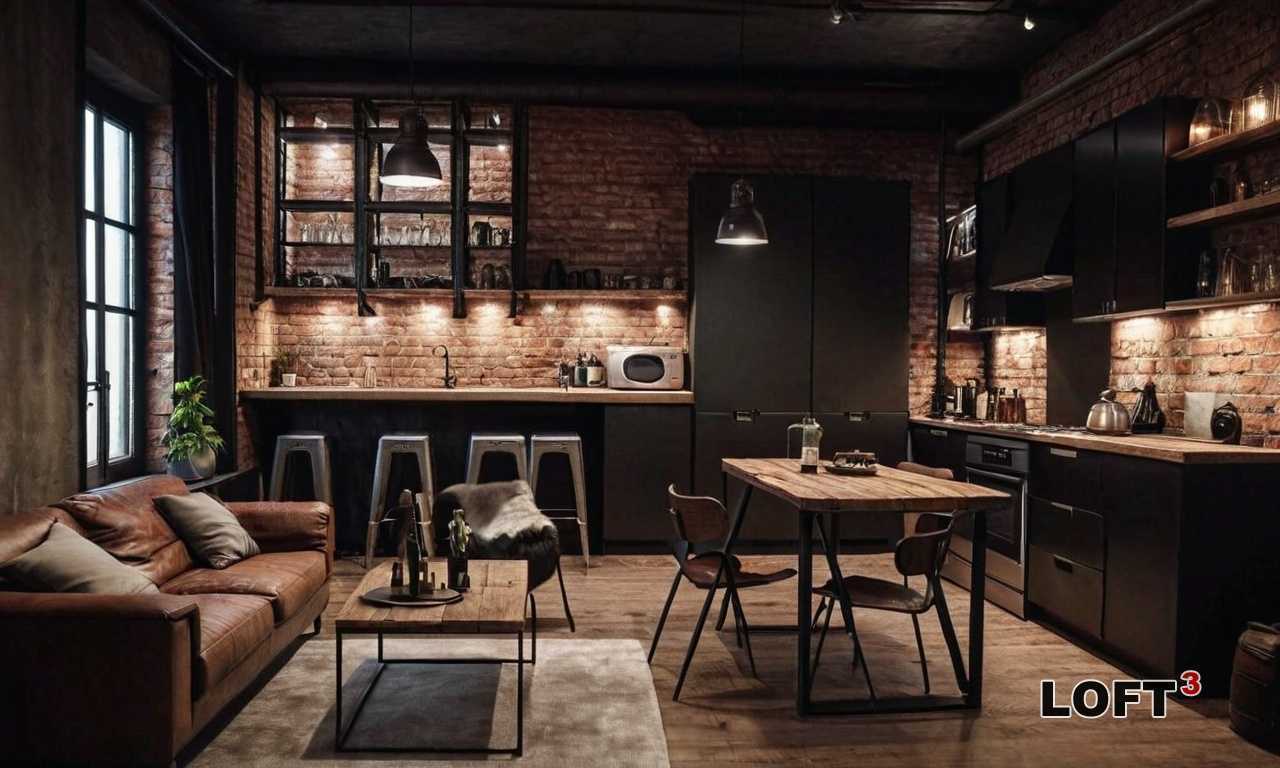 Как использовать нестандартную отделку стен в загородном доме в стиле лофт?