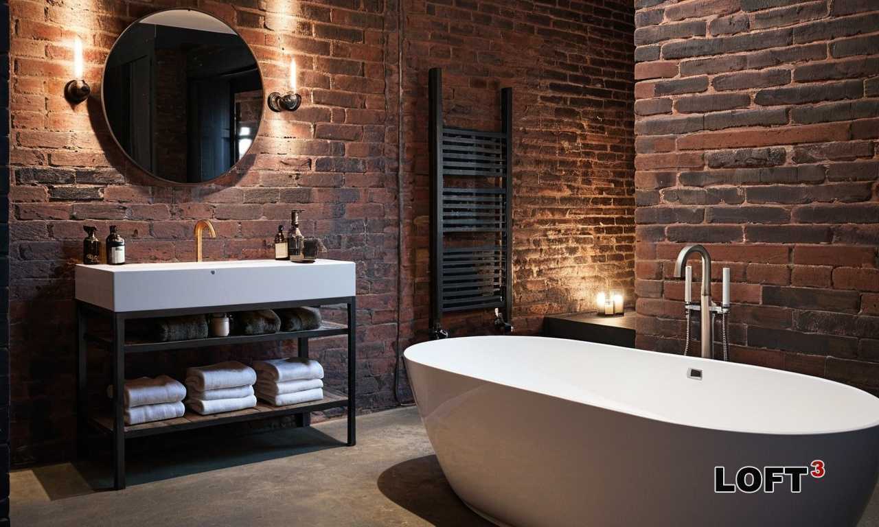 Как оформить ванную Лофт с латунными элементами?