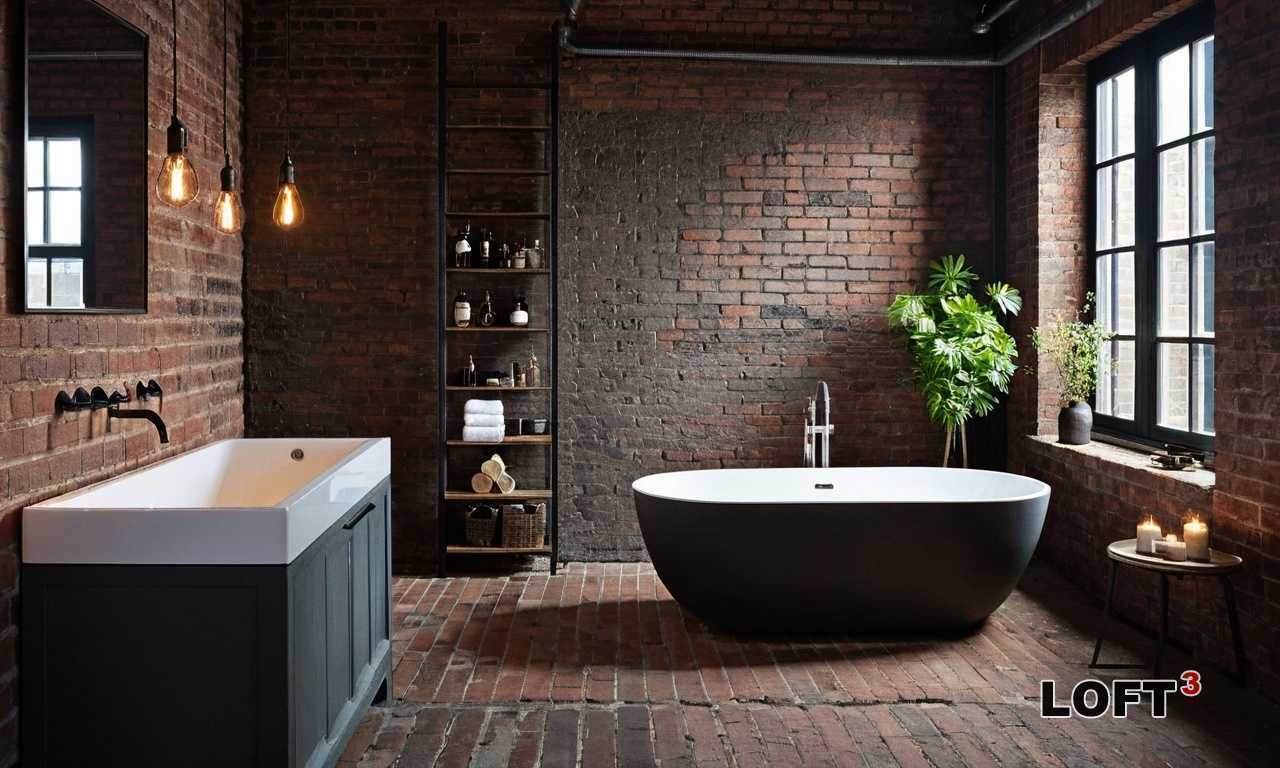 Как сочетать элементы стекла и металла в ванной Лофт?